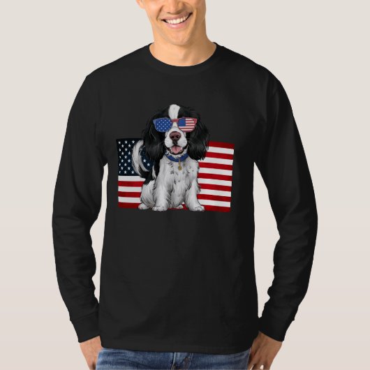 Engelse Springer Spaniel Hond met Amerikaanse Vlag T-shirt (Voorkant)
