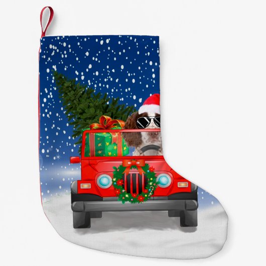 Engelse Springer Spaniel-hond met kerstcadeaus Kleine Kerstsok (Voorkant)