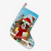 Engelse Springer Spaniel-hond met kerstcadeaus Kleine Kerstsok (Voorkant (Hangend))
