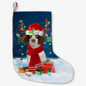 Engelse Springer Spaniel-hond met kerstcadeaus Kleine Kerstsok (Voorkant)