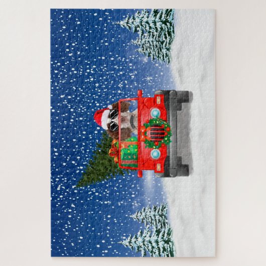 Engelse Springer Spaniel-hond met kerstcadeaus Legpuzzel (Verticaal)