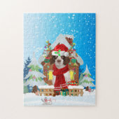 Engelse Springer Spaniel-hond met kerstcadeaus Legpuzzel (Verticaal)