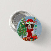 Engelse Springer Spaniel-hond met kerstcadeaus Ronde Button 3,2 Cm (Voorkant /achterkant)