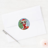 Engelse Springer Spaniel-hond met kerstcadeaus Ronde Sticker (Envelop)
