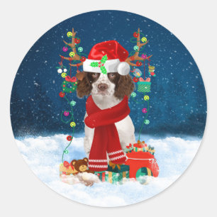 Engelse Springer Spaniel-hond met kerstcadeaus Ronde Sticker