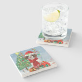 Engelse Springer Spaniel-hond met kerstcadeaus Stenen Onderzetter (Zijkant)