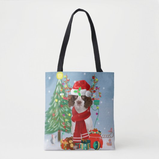 Engelse Springer Spaniel-hond met kerstcadeaus Tote Bag (Voorkant)