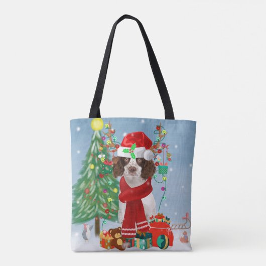 Engelse Springer Spaniel-hond met kerstcadeaus Tote Bag (Achterkant)