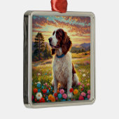 Engelse Springer Spaniel hond Metalen Ornament (Rechts)