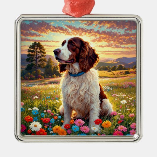 Engelse Springer Spaniel hond Metalen Ornament (Voorkant)