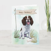 Engelse Springer Spaniel hond onder verjaardagsbor Kaart (Voorkant)
