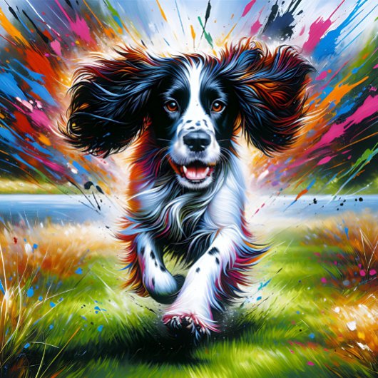 Engelse Springer Spaniel Hond Portret Acryl Kunst Legpuzzel