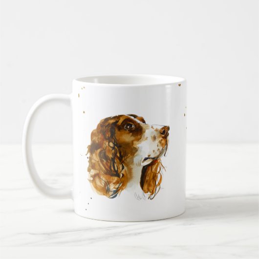Engelse Springer Spaniel Hond Puppy Aquarel Koffiemok (Links)