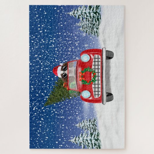 Engelse Springer Spaniel hond rijdt in auto door d Legpuzzel (Verticaal)