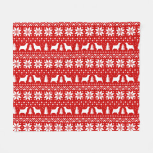 Engelse Springer Spaniel Hond Silhouetten Kerstmis Fleece Deken