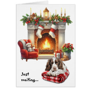 Engelse Springer Spaniel hond wacht op kerst