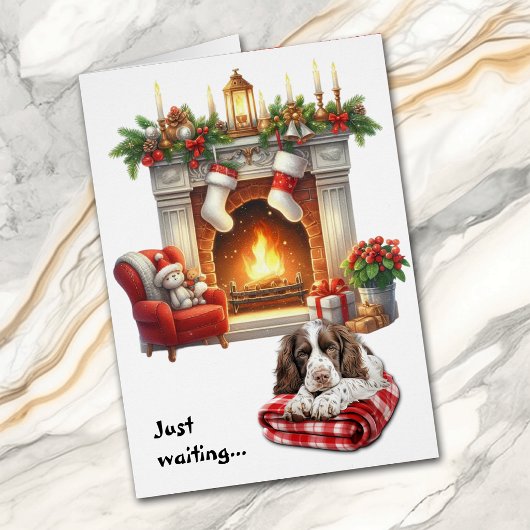 Engelse Springer Spaniel hond wacht op kerst