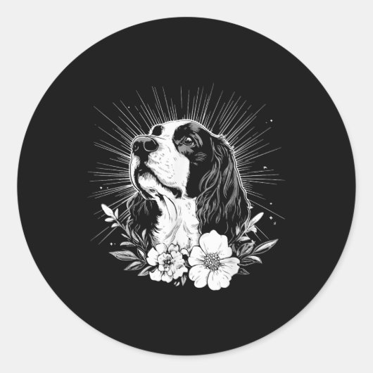 Engelse Springer Spaniel Hondenliefhebber Retro St Ronde Sticker (Voorkant)