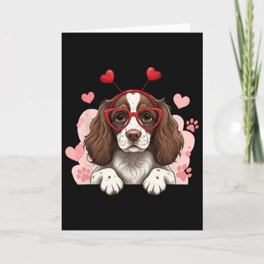 Engelse Springer Spaniel Hoofdband Valentijn Vrouw Kaart (Voorkant)