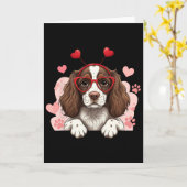 Engelse Springer Spaniel Hoofdband Valentijn Vrouw Kaart (Gele Bloem)