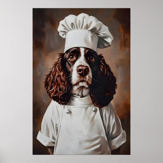 Engelse Springer Spaniel in Chefs Hoed Poster, Hui Poster (Voorkant)