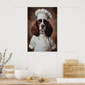 Engelse Springer Spaniel in Chefs Hoed Poster, Hui Poster (Keuken)