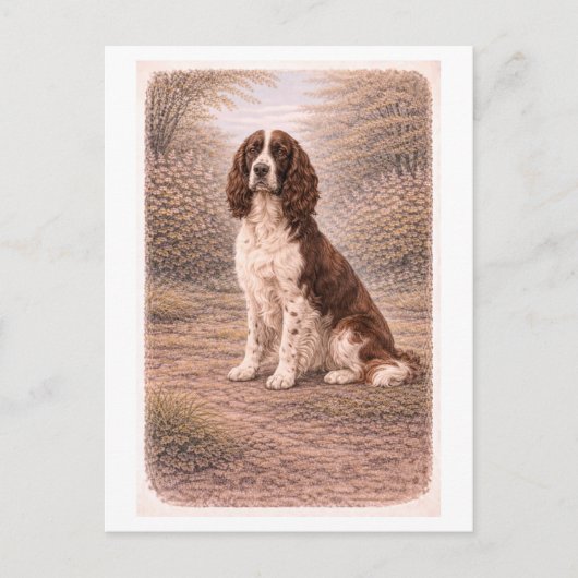 Engelse Springer Spaniel in vintage stijl Briefkaart (Voorkant)