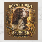 Engelse Springer Spaniel Jachthond Wijn Etiket (Enkel label)