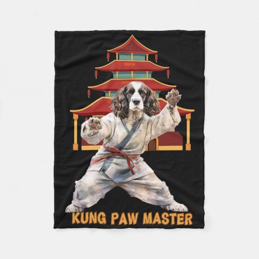 Engelse Springer Spaniel Karate Martial Arts Hond Fleece Deken (Voorkant)