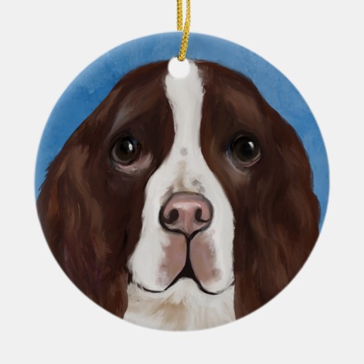ENGELSE SPRINGER SPANIEL KERAMISCH ORNAMENT (Voorkant)
