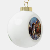 Engelse Springer Spaniel Kerst Feestelijke Tijd Keramische Bal Ornament (Links)