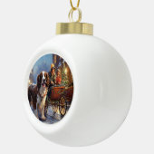 Engelse Springer Spaniel Kerst Feestelijke Tijd Keramische Bal Ornament (Rechts)