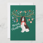 Engelse Springer Spaniel Kerst Reindeer Hond Feestdagenkaart (Voorkant)