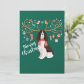 Engelse Springer Spaniel Kerst Reindeer Hond Feestdagenkaart (Staand voorkant)