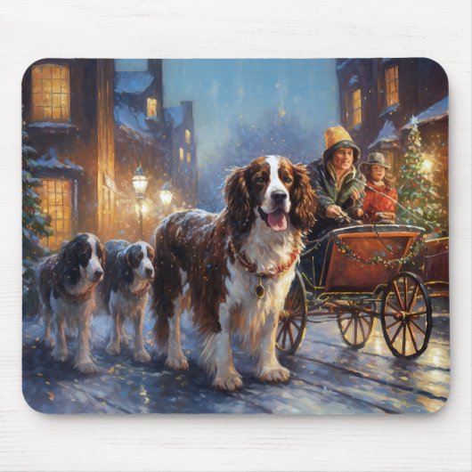 Engelse Springer Spaniel Kerst Seizoen Muismat (Voorkant)
