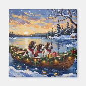 Engelse Springer Spaniel Kerstboot Vakantie Magneet (Voorkant)
