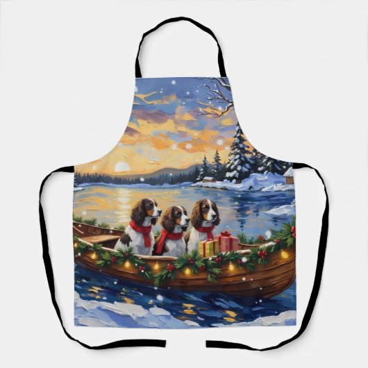 Engelse Springer Spaniel Kerstboot Vakantie Schort (Voorkant)