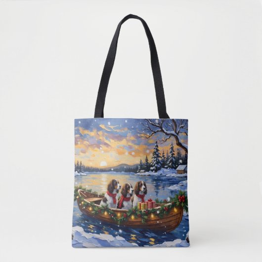 Engelse Springer Spaniel Kerstboot Vakantie Tote Bag (Voorkant)