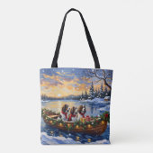 Engelse Springer Spaniel Kerstboot Vakantie Tote Bag (Achterkant)