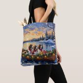 Engelse Springer Spaniel Kerstboot Vakantie Tote Bag (Dichtbij)