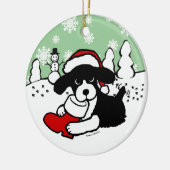 Engelse Springer Spaniel kerstCartoon Keramisch Ornament (Links)