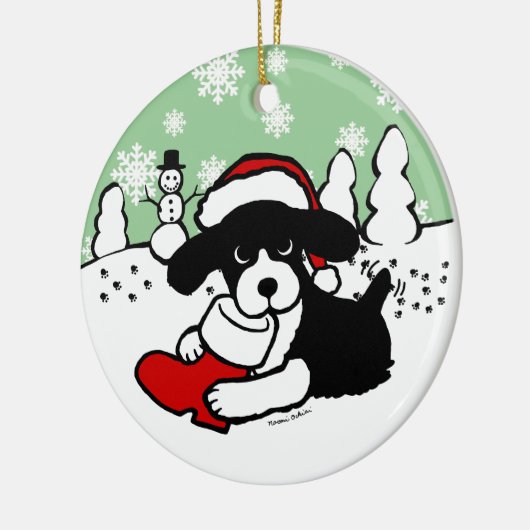 Engelse Springer Spaniel kerstCartoon Keramisch Ornament (Links)