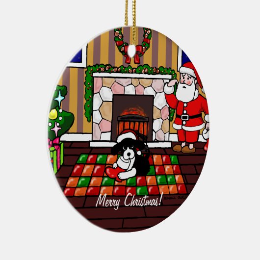 Engelse Springer Spaniel kerstCartoon Keramisch Ornament (Rechts)