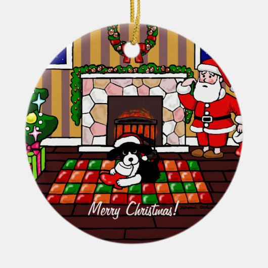 Engelse Springer Spaniel kerstCartoon Keramisch Ornament (Voorkant)