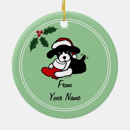Engelse Springer Spaniel kerstCartoon Keramisch Ornament (Achterkant)