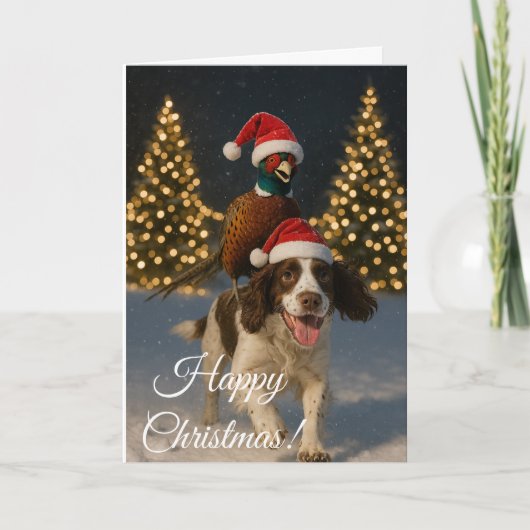Engelse Springer Spaniel Kerstkaart Feestdagen Kaart (Voorkant)