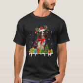 Engelse Springer Spaniel kerstlampjes Santa Re T-shirt (Voorkant)