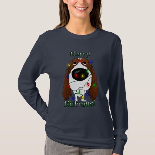Engelse Springer Spaniel-kerstlampjes T-shirt (Voorkant)