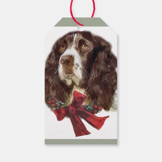 Engelse Springer Spaniel Kerstmis Cadeaulabel (Achterkant)