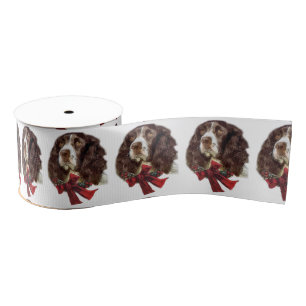 Engelse Springer Spaniel Kerstmis Grosgrain Lint